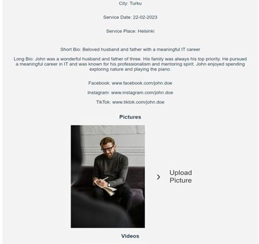 Example of a ready-made memorial page